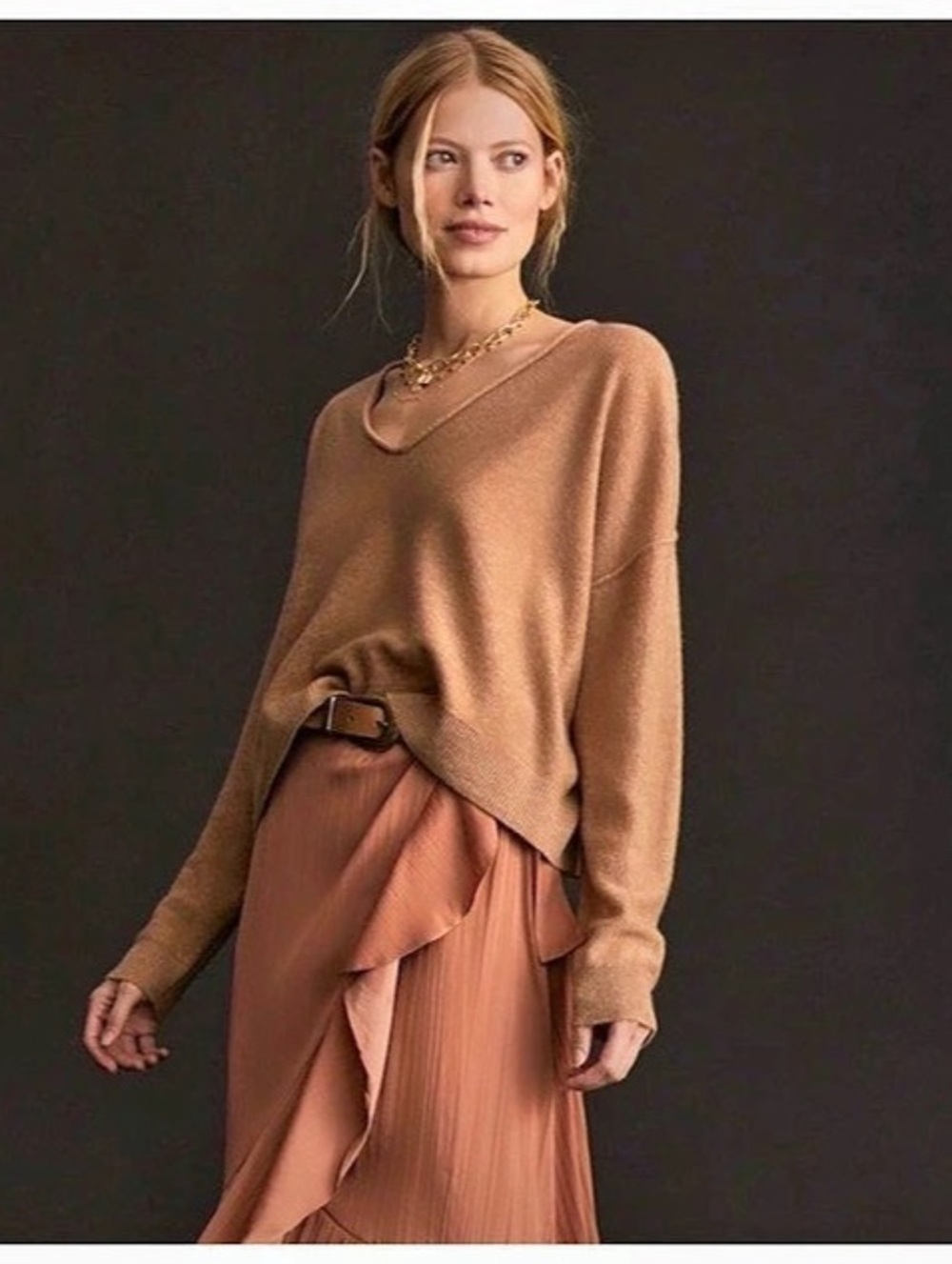 Anthropologie/Pilcro Cashmere V-Neck Sweater, Size Medium, EUC
